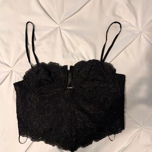 Express Black Lace Crop Top